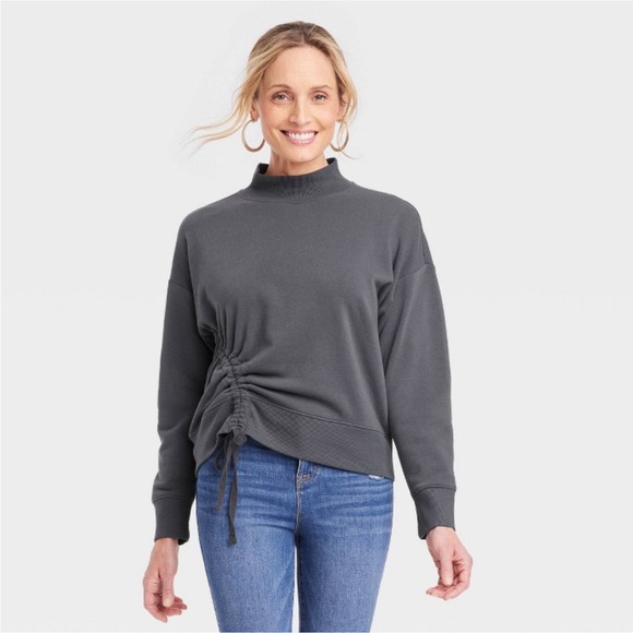 Knox Rose Tops - Knox rose charcoal ruched sweatshirt nwt